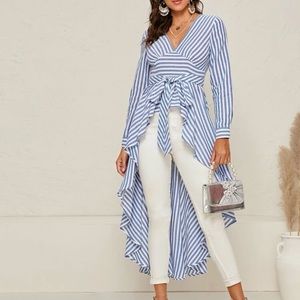 High low striped shirt